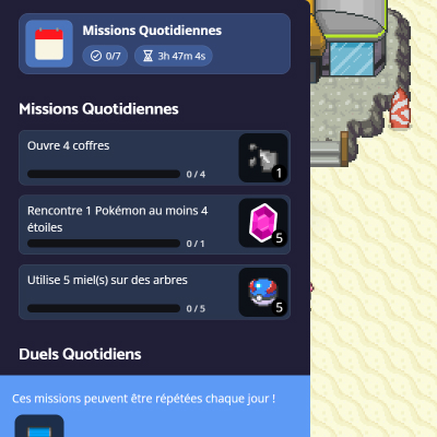 Missions & quêtes pour avoir des récompenses