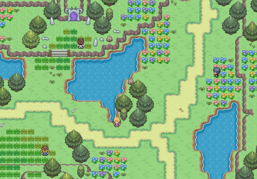 Route 02 de la Région de Roykia, extrêmement fleurie du jeu PokExp