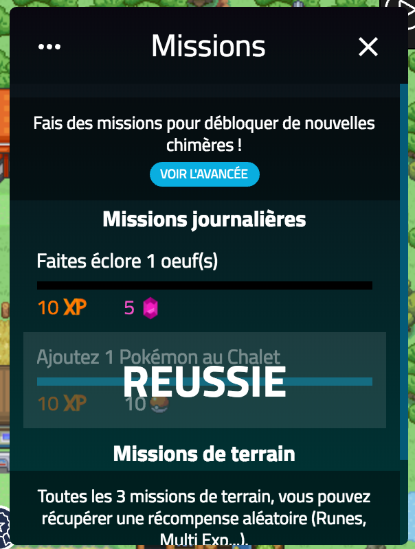 Interface des missions